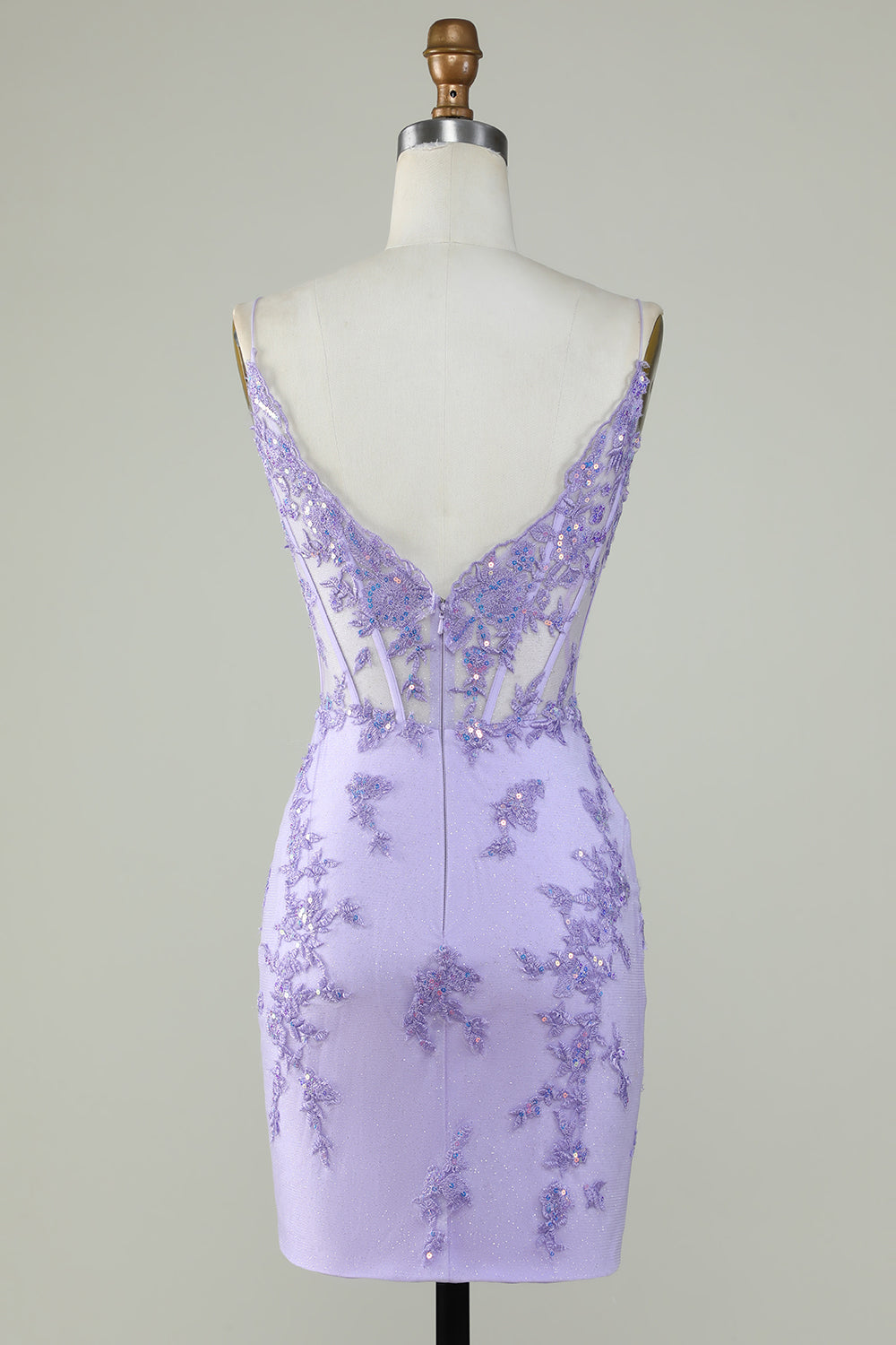 Tirantes de Espagueti Púrpura Vestido de Cóctel con Apliques