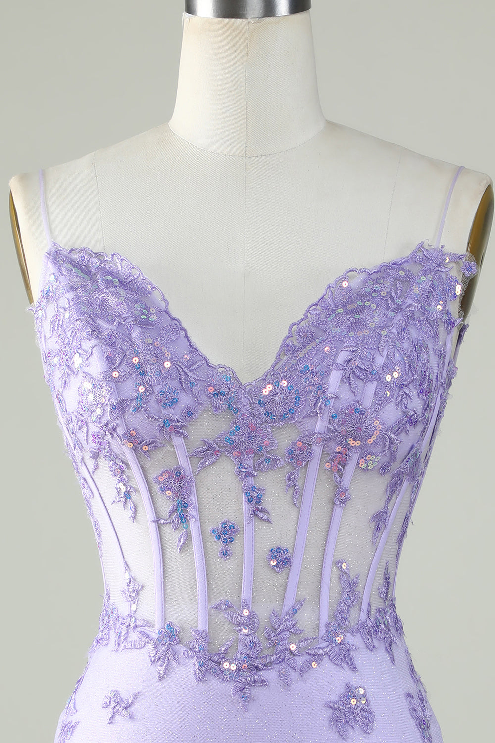 Tirantes de Espagueti Púrpura Vestido de Cóctel con Apliques