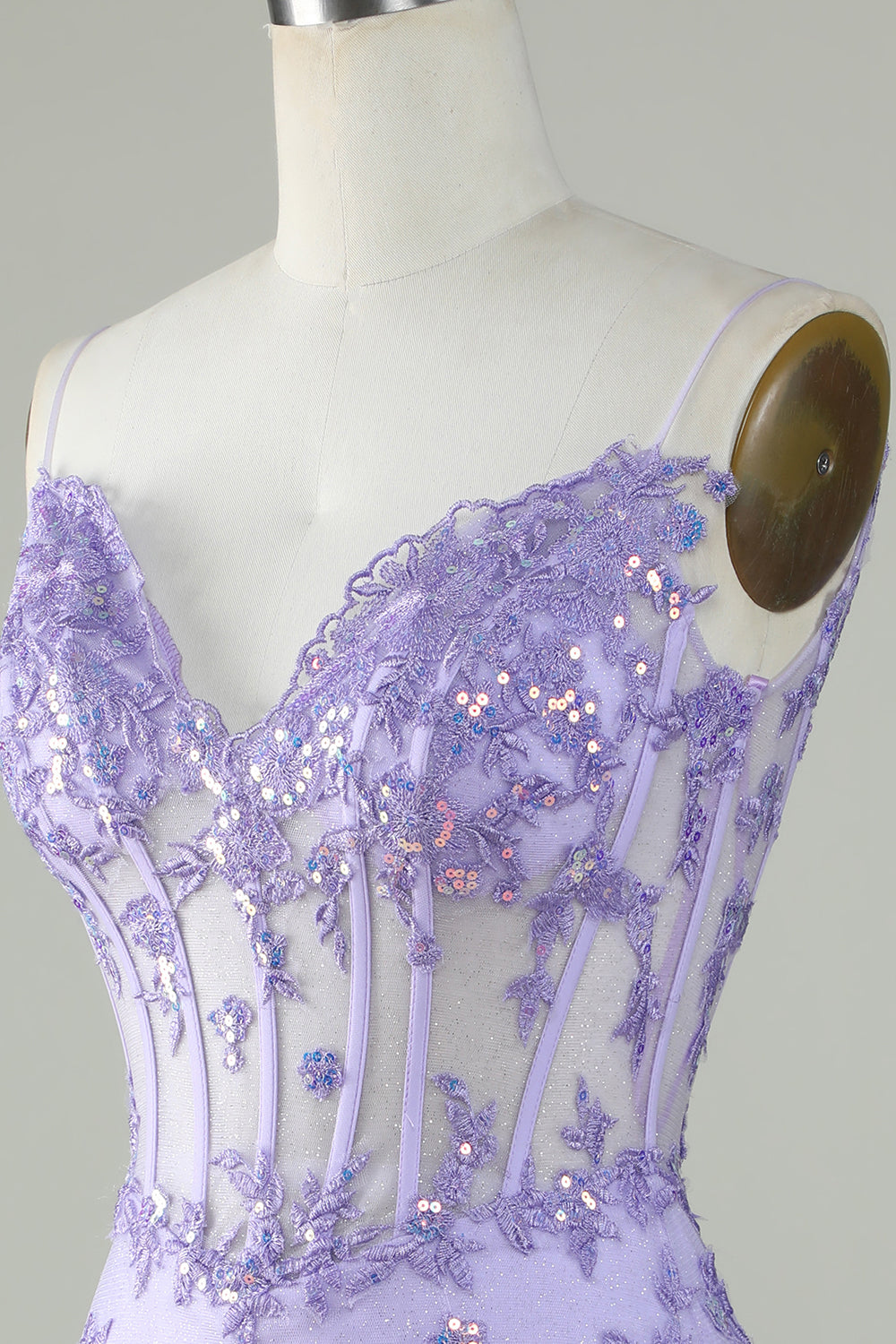 Tirantes de Espagueti Púrpura Vestido de Cóctel con Apliques