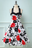 Retro Halter estampado vestido vintage
