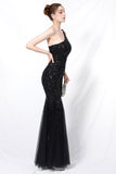 Mermaid One Shoulder Vestido de fiesta con apliques