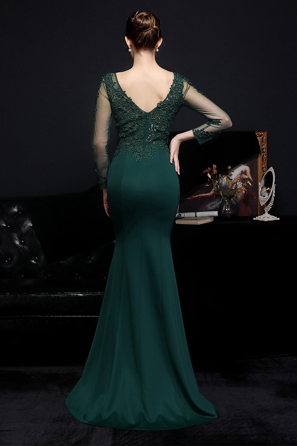 Vestido blanco applique prom