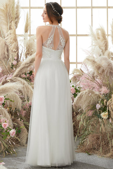 Vestido de novia blanco halter cuello