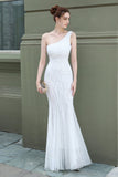 Mermaid One Shoulder Vestido de fiesta con apliques