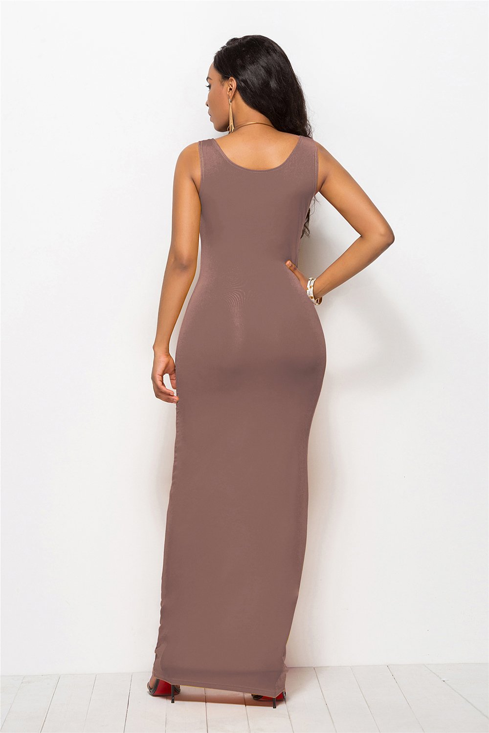 Negro Casual Vestido Largo