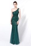Mermaid One Shoulder Vestido de fiesta con apliques