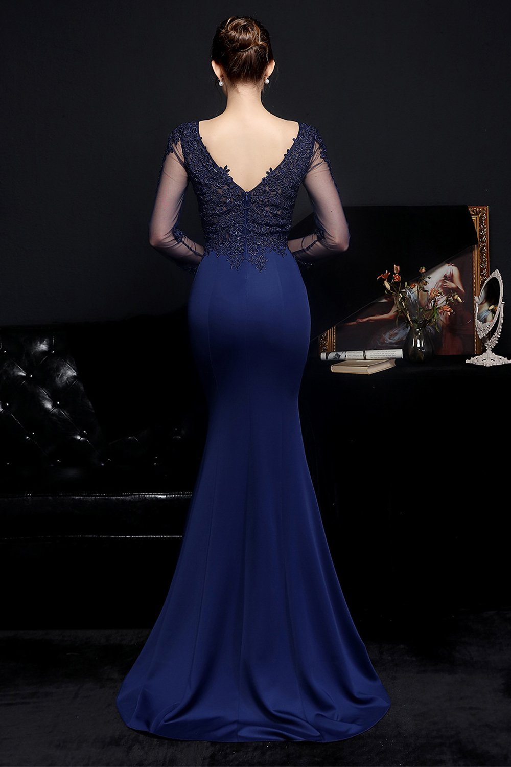 Vestido blanco applique prom