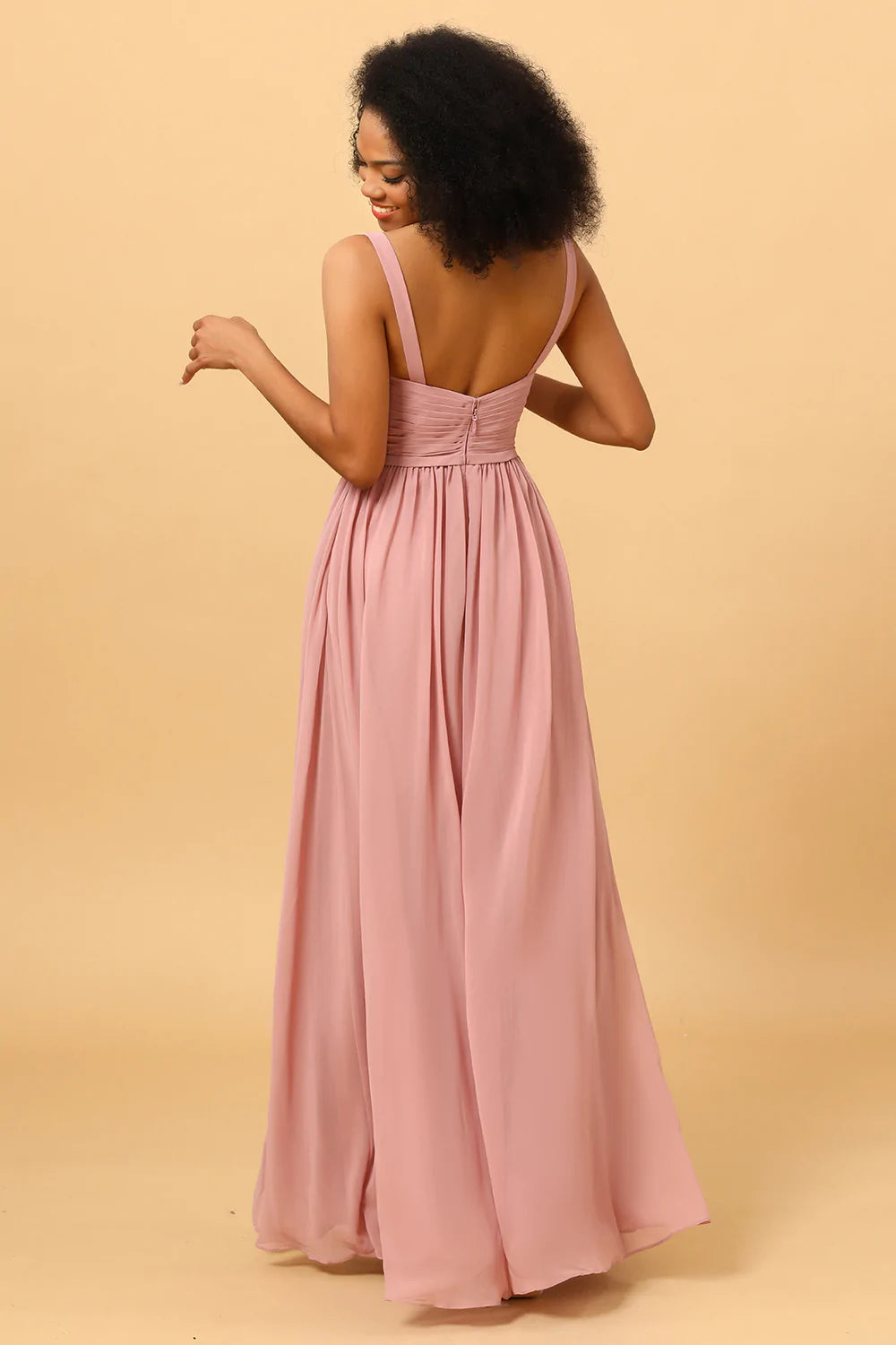 Vestido de Dama de Honor Rosa A Línea