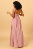 Vestido de Dama de Honor Rosa A Línea