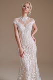 Sirena Encaje Blanco Abierto Espalda Vestido de Novia