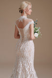 Sirena Encaje Blanco Abierto Espalda Vestido de Novia