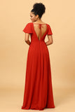 Vestido de Dama de Honor A Línea Mangas Cortas
