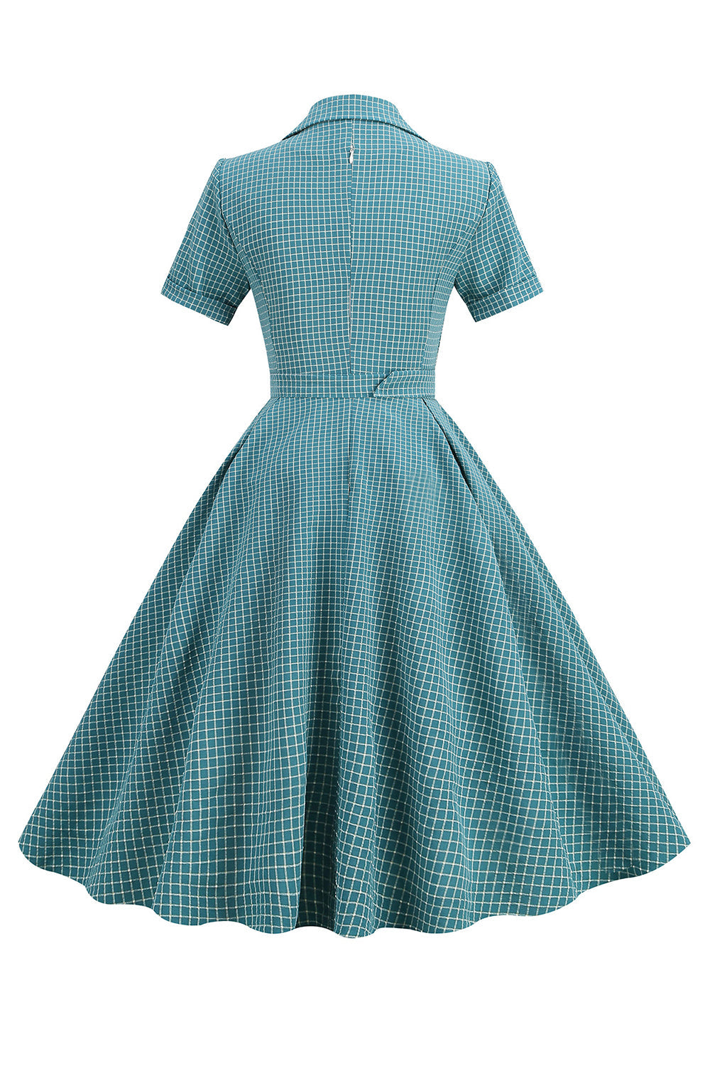 Vestido a cuadros rojos de estilo retro de la década de 1950