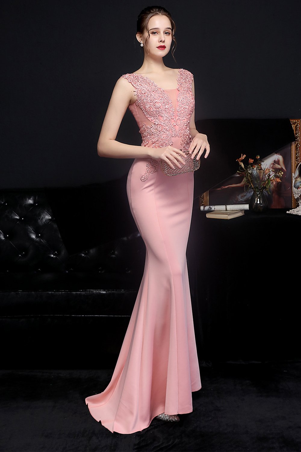 Vestido de fiesta de sirena ruborizada