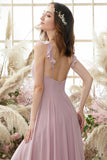 Blush Spaghetti correas de la gasa dama de honor vestido