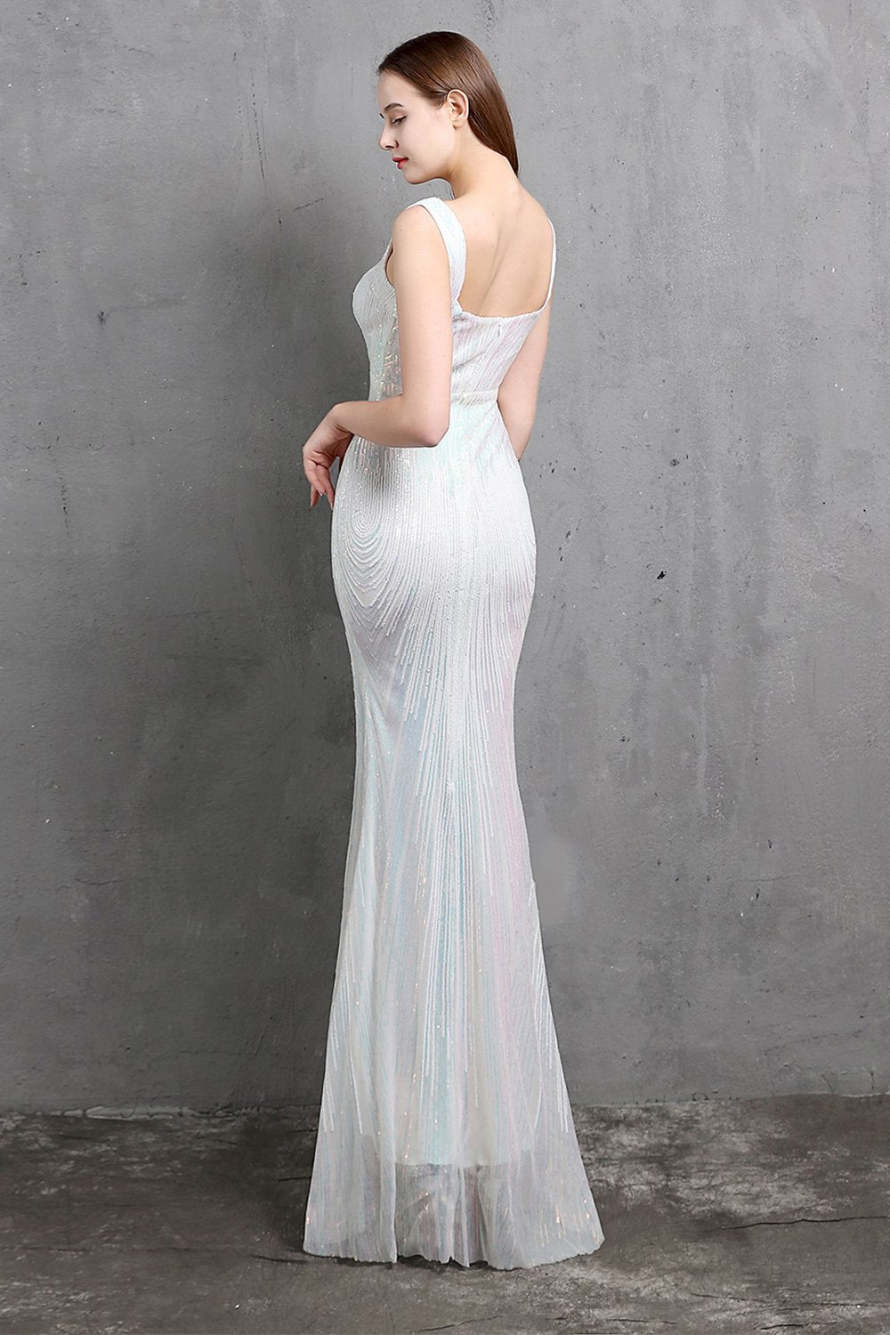 Vestido de lentejuelas doradas de lentejuelas V cuello