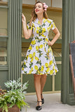 Vintage impresión 1950s Swing vestido