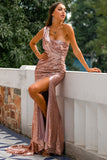 Vestido de dama de honor de lentejuelas de oro rosa