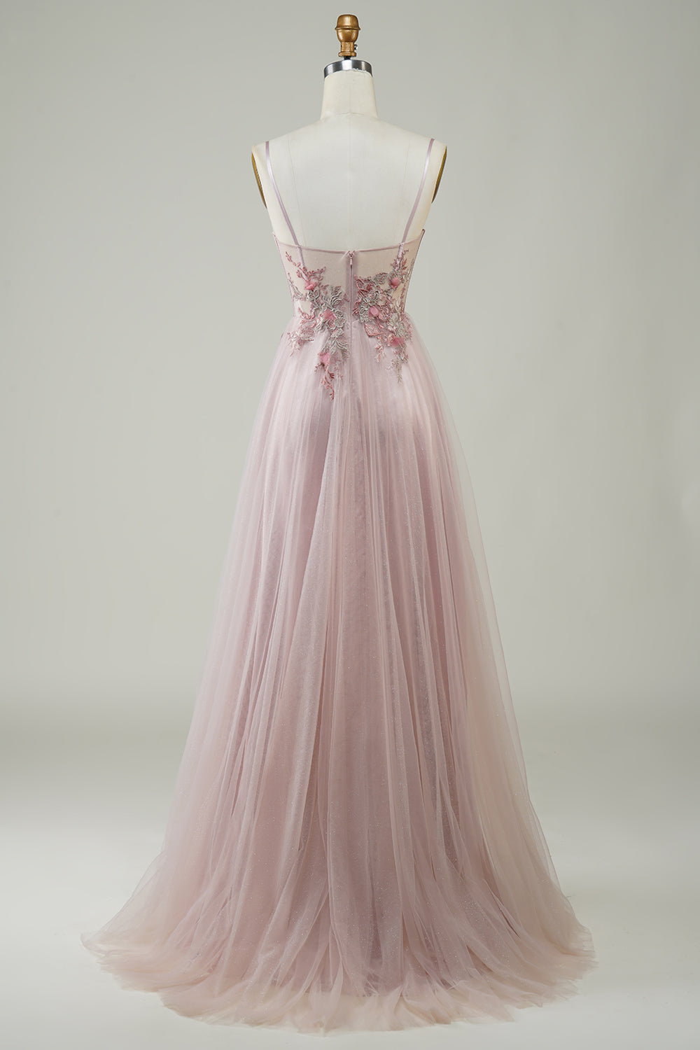 Blush Corsé A-Line Vestido de fiesta largo con flores