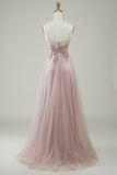 Blush Corsé A-Line Vestido de fiesta largo con flores