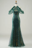 Verde Oscuro Lentejuelas Sirena Vestido de Graduación