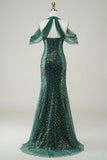 Verde Oscuro Lentejuelas Sirena Vestido de Graduación