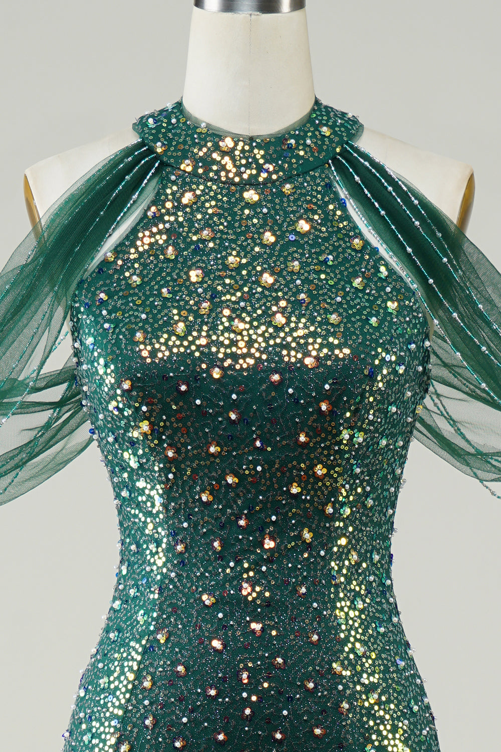 Verde Oscuro Lentejuelas Sirena Vestido de Graduación