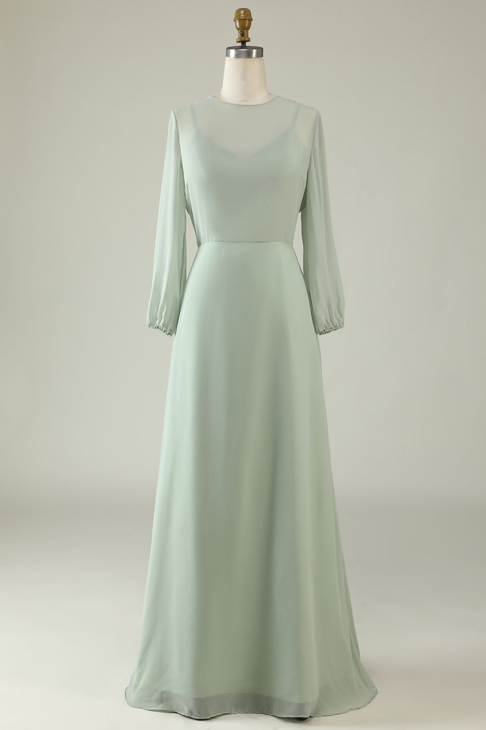 Vestido Invitada Boda Menta Mangas Largas