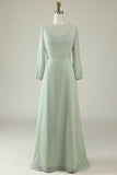 Vestido Invitada Boda Menta Mangas Largas
