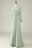 Vestido Invitada Boda Menta Mangas Largas