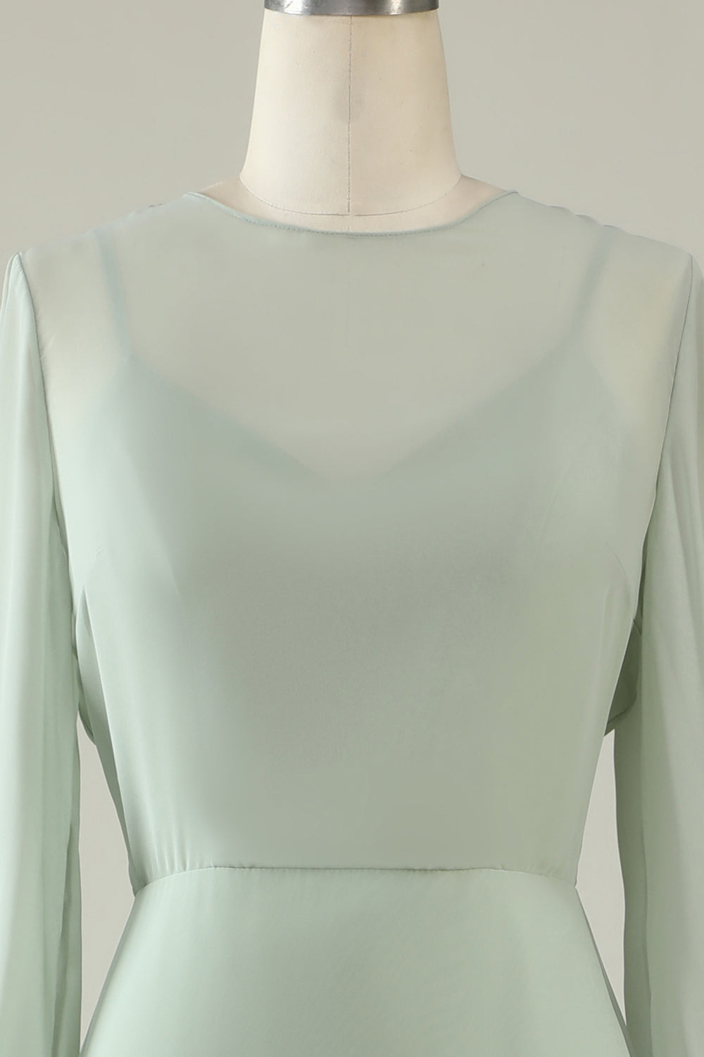 Vestido Invitada Boda Menta Mangas Largas