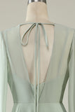 Vestido Invitada Boda Menta Mangas Largas
