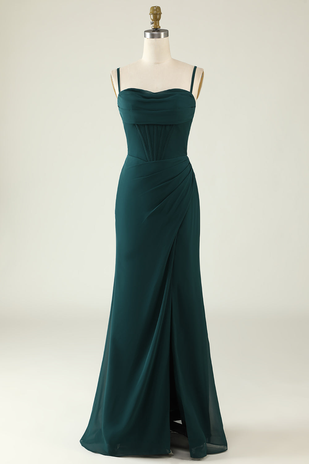 Tirantes de Espagueti Verde Oscuro Vestido Invitada Boda