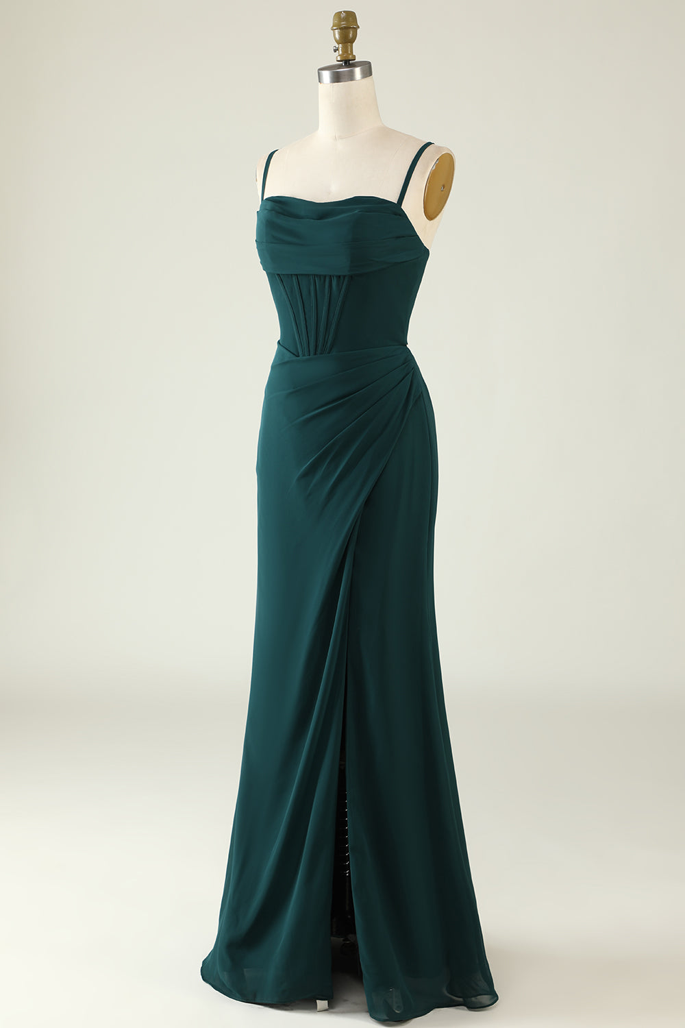 Tirantes de Espagueti Verde Oscuro Vestido Invitada Boda