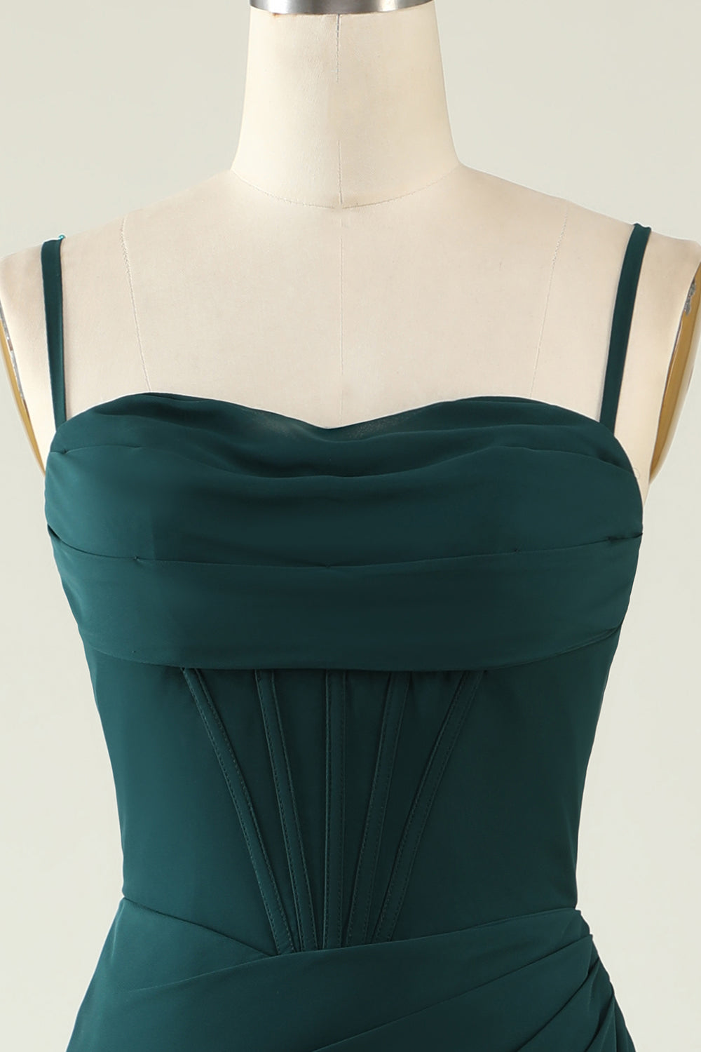 Tirantes de Espagueti Verde Oscuro Vestido Invitada Boda