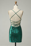 Vestido de Fiesta Con Cuentas Verde Oscuro