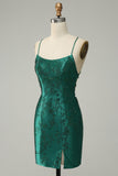 Vestido de Fiesta Con Cuentas Verde Oscuro