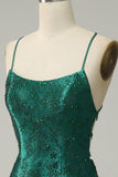 Vestido de Fiesta Con Cuentas Verde Oscuro
