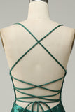 Vestido de Fiesta Con Cuentas Verde Oscuro