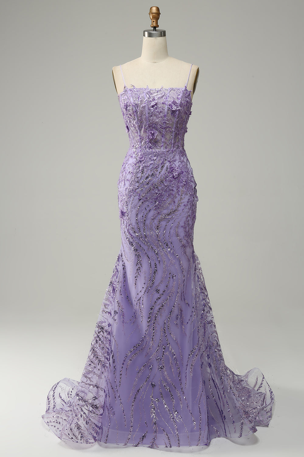 Sirena Tirantes de Espagueti Púrpura Vestido de Fiesta