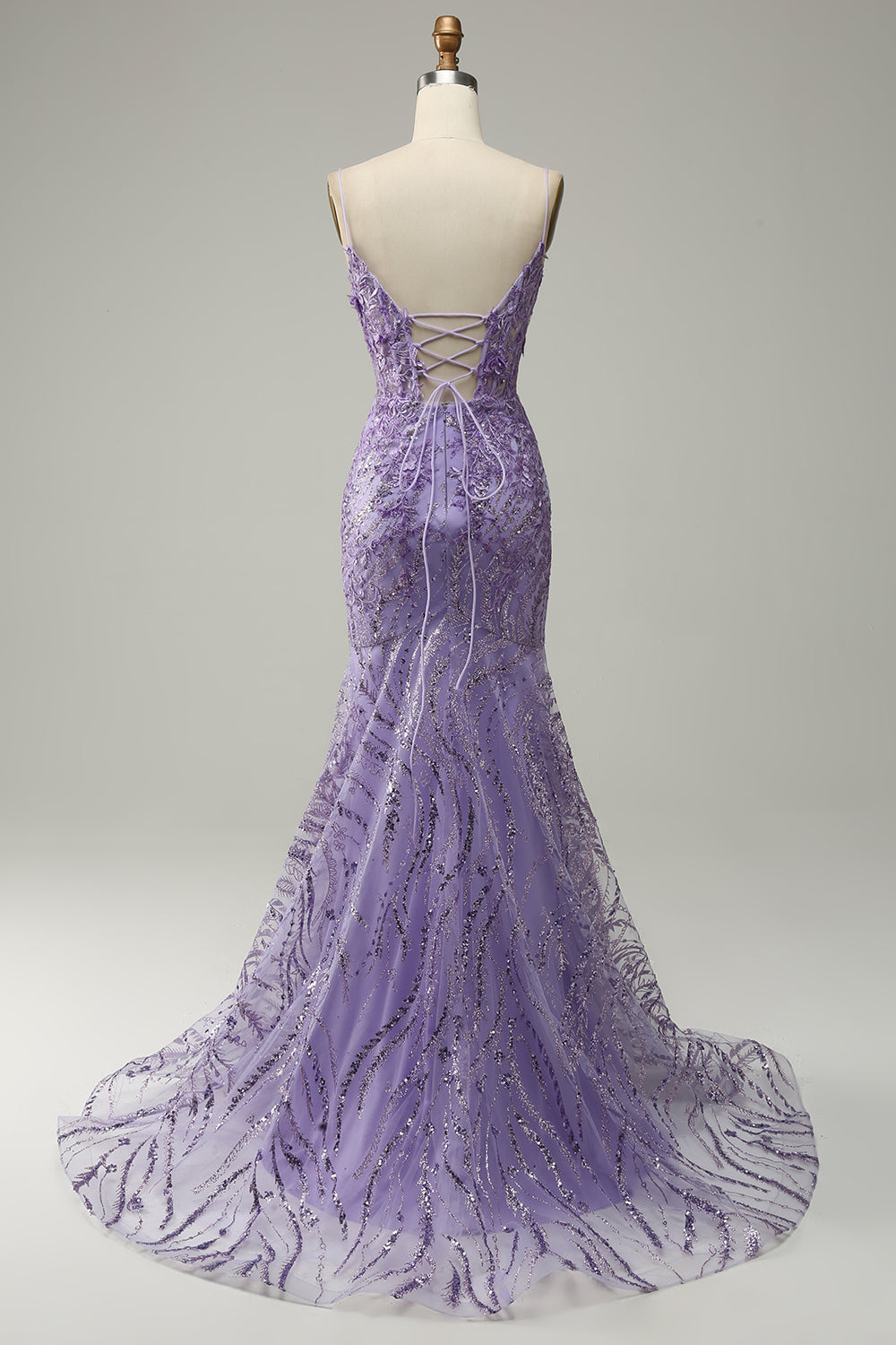 Sirena Tirantes de Espagueti Púrpura Vestido de Fiesta