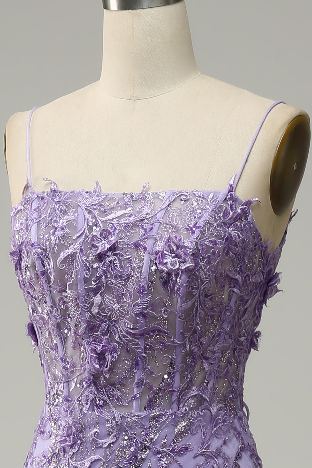 Sirena Tirantes de Espagueti Púrpura Vestido de Fiesta