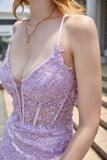 Púrpura Appliques Vestido de Fiesta