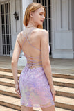 Vestido de bienvenida de corsé púrpura brillante con apliques