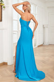 Sirena Escote Corazón Vestido de Fiesta Azul
