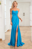 Sirena Escote Corazón Vestido de Fiesta Azul