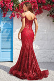 Sirena Fuera del Hombro Borgoña Corsé Vestido de Fiesta