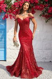 Sirena Fuera del Hombro Borgoña Corsé Vestido de Fiesta
