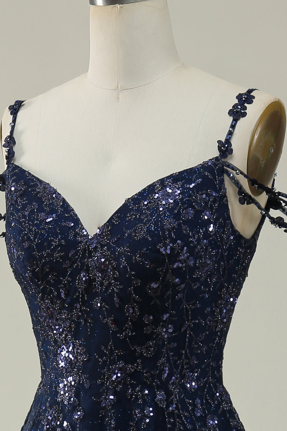 Azul Marino A Línea Fuera del Hombro Vestido de Graduación