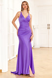 Vestido de Fiesta Púrpura Tirantes de Espagueti